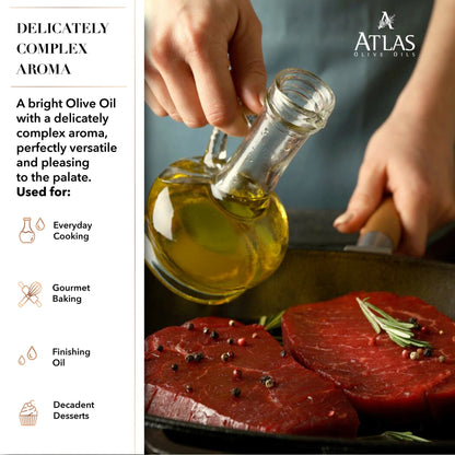 Atlas Olive Oil 3 Liter Metal Tin - Premium, Extra Virgin, and Cold Pressed - Olive Oil - Simply Gourmet