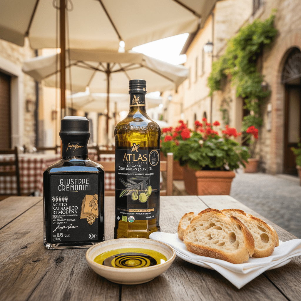 Atlas olive oil and Giuseppe Cremonini Balsamic Vinegar - Simply Gourmet