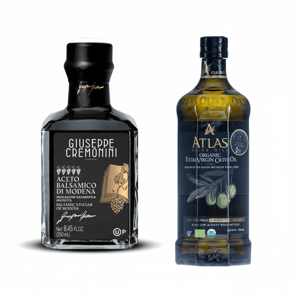 Atlas olive oil and Giuseppe Cremonini Balsamic Vinegar - Simply Gourmet