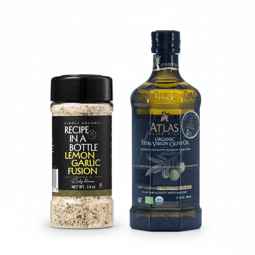 Atlas Olive Oil and Lemon Garlic Fusion - Recipe in a Bottle - Spice Rub - Simply Gourmet