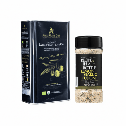Atlas Olive Oil and Lemon Garlic Fusion - Recipe in a Bottle - Spice Rub - Simply Gourmet