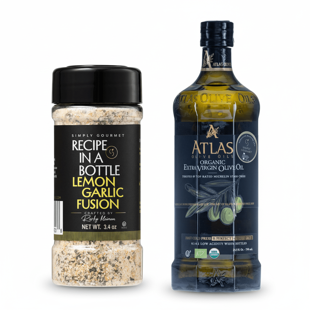 Atlas Olive Oil and Lemon Garlic Fusion - Recipe in a Bottle - Spice Rub - Simply Gourmet