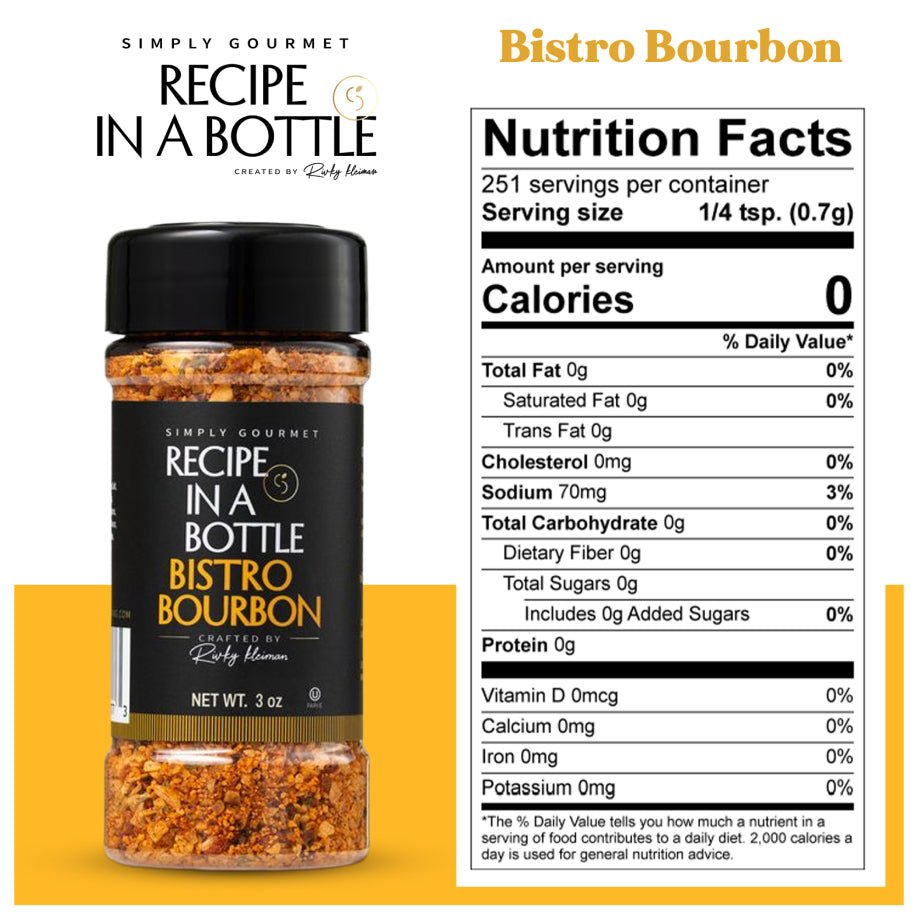 Bistro Bourbon Seasoning - Recipe in a Bottle - Spice Rub - Simply Gourmet