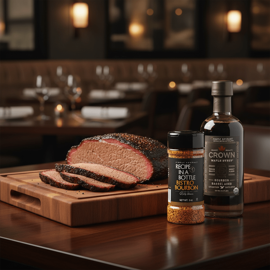 Crown Maple® Bourbon Barrel Aged Maple Syrup and Bistro Bourbon Seasoning - Recipe in a Bottle - Spice Rub - Simply Gourmet