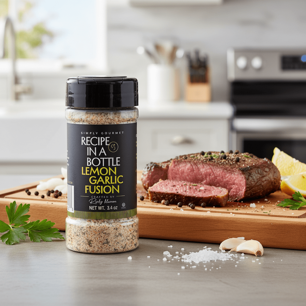 Lemon Garlic Fusion Seasoning - Recipe in a Bottle - Spice Rub - Simply Gourmet