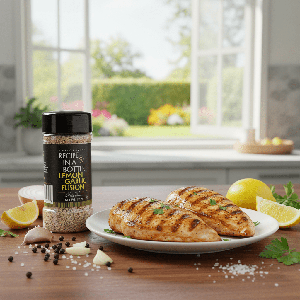 Lemon Garlic Fusion Seasoning - Recipe in a Bottle - Spice Rub - Simply Gourmet