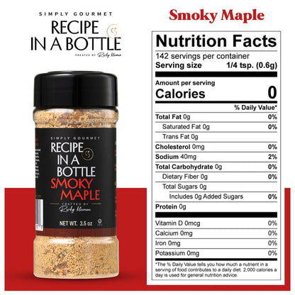Smoky Maple Seasoning - Recipe in a Bottle - Spice Rub - Simply Gourmet