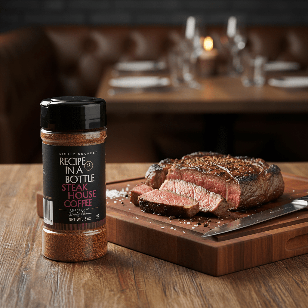 Steak House Coffee Seasoning - Recipe in a Bottle - Spice Rub - Simply Gourmet