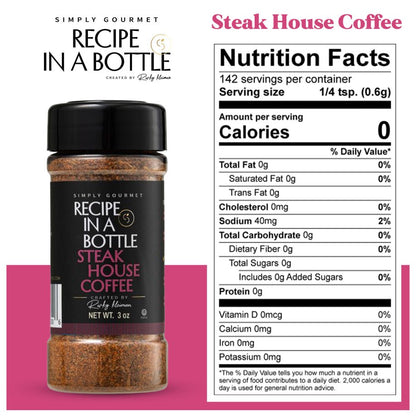 Steak House Coffee Seasoning - Recipe in a Bottle - Spice Rub - Simply Gourmet