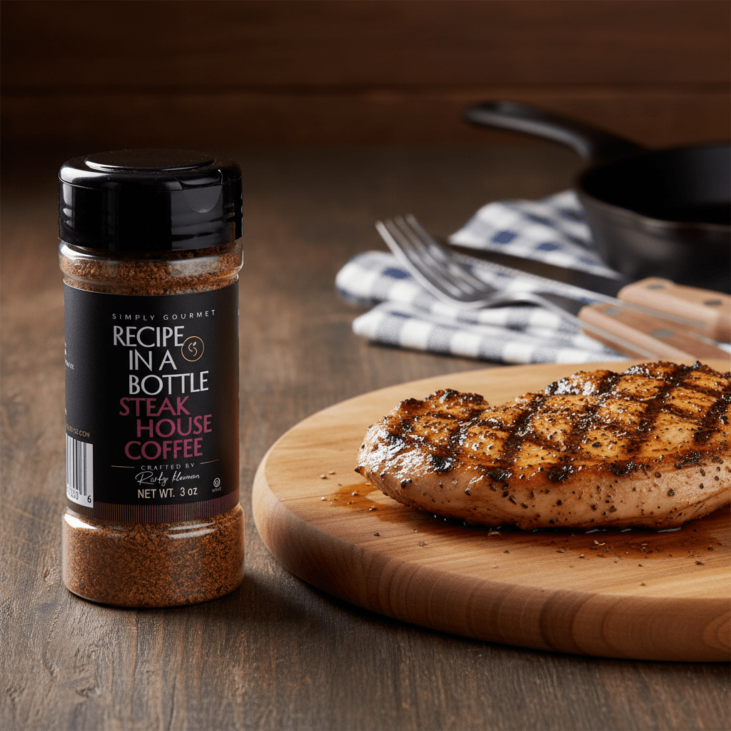 Steak House Coffee Seasoning - Recipe in a Bottle - Spice Rub - Simply Gourmet
